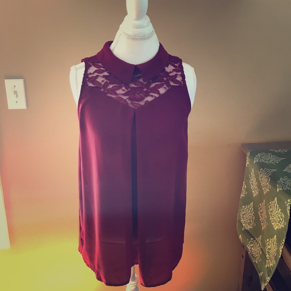 Everything Must Go! Collared Lace Sleeveless Tank